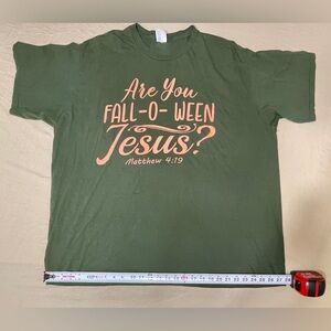 Women’s 3XL Green 'Are You Fall-O-Ween Jesus' T-Shirt